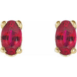Load image into Gallery viewer, Polished and Clear Ruby Birthstone Stud Earrings
