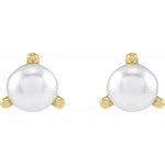 Load image into Gallery viewer, 3 Prong Pearl Stud Earrings
