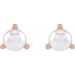 Load image into Gallery viewer, 3 Prong Pearl Stud Earrings