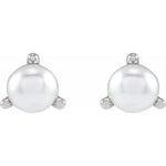 Load image into Gallery viewer, 3 Prong Pearl Stud Earrings