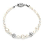 Load image into Gallery viewer, Dainty Pearl And Rhinestone Bridal Bracelet