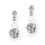 Load image into Gallery viewer, Dainty Pearl And Rhinestone Wedding Earrings
