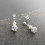 Load image into Gallery viewer, Dainty Pearl And Rhinestone Wedding Earrings