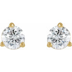 Load image into Gallery viewer, Women’s Gold Stud Earrings- 3 Prong Round Diamond Design