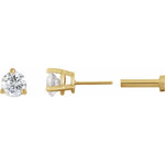 Load image into Gallery viewer, Women’s Gold Stud Earrings- 3 Prong Round Diamond Design