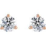 Load image into Gallery viewer, Women’s Gold Stud Earrings- 3 Prong Round Diamond Design