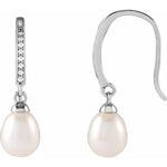 Load image into Gallery viewer, Pearl and Cz Dangle Earrings