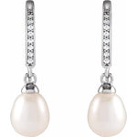 Load image into Gallery viewer, Pearl and Cz Dangle Earrings
