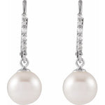 Load image into Gallery viewer, Anniversary Gifting: Unique and Stylish 14K White Gold Pearl Earrings