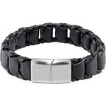 Load image into Gallery viewer, Men’s Black Leather Cord Bracelet