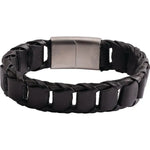 Load image into Gallery viewer, Men’s Black Leather Cord Bracelet