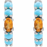 Load image into Gallery viewer, Turquoise Huggie Hoop Earrings in Sterling Silver