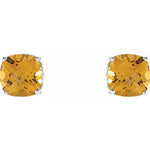 Load image into Gallery viewer, Cushion Cut Citrine Stud Earrings