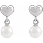 Load image into Gallery viewer, Pearl Heart Dangle Earrings For Women