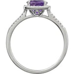 Load image into Gallery viewer, Natural Round Diamond Amethyst Ring