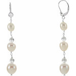 Load image into Gallery viewer, Silver Pearl And Cz Earrings