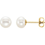 Load image into Gallery viewer, 14kt Yellow Gold Pearl Stud Earrings