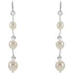 Load image into Gallery viewer, Silver Pearl And Cz Earrings