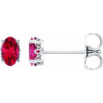 Load image into Gallery viewer, Polished and Clear Ruby Birthstone Stud Earrings