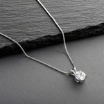 Load image into Gallery viewer, White Gold Double-Loop Top Pendant Necklace