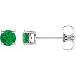 Load image into Gallery viewer, Lustrous and Bright Round Emerald Women’s Stud Earrings