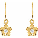 Load image into Gallery viewer, 14k Yellow Gold Daisy Dangle Earrings