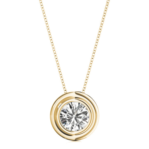 Brilliant Design Round Bezel Diamond Pendant for Her