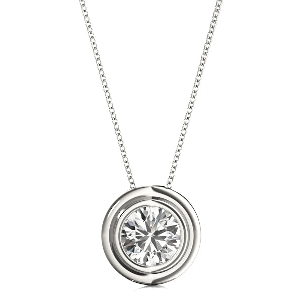 Brilliant Design Round Bezel Diamond Pendant for Her
