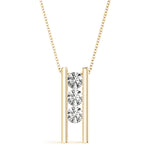 Load image into Gallery viewer, 3 Stone Bezel Diamond Pendant For Women