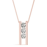 Load image into Gallery viewer, 3 Stone Bezel Diamond Pendant For Women