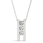 Load image into Gallery viewer, 3 Stone Bezel Diamond Pendant For Women