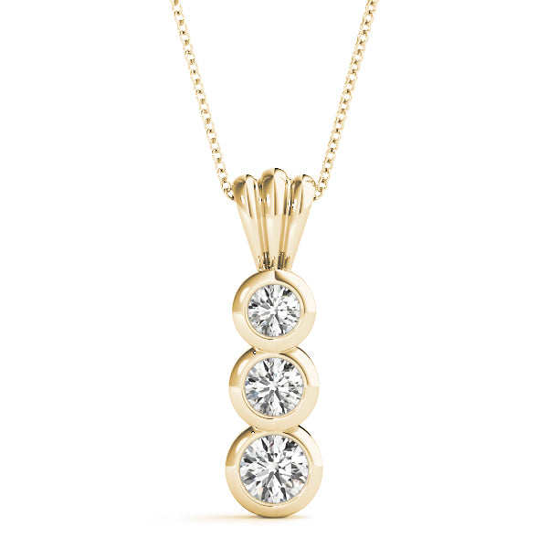 Three Stone Round Diamond Pendant For Women