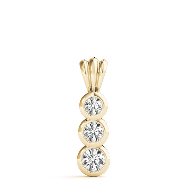 Three Stone Round Diamond Pendant For Women