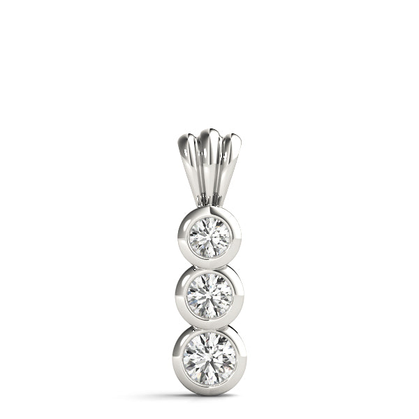 Three Stone Round Diamond Pendant For Women