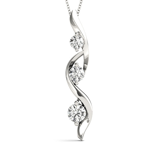 Three Stone Round Diamond Pendant