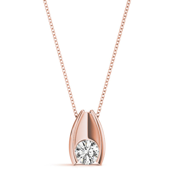 Bezel Set Round Diamond Solitaire Pendant - Luxury Gift for Women
