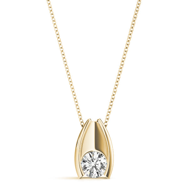 Bezel Set Round Diamond Solitaire Pendant - Luxury Gift for Women
