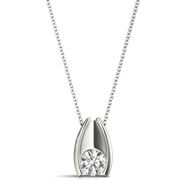 Bezel Set Round Diamond Solitaire Pendant - Luxury Gift for Women