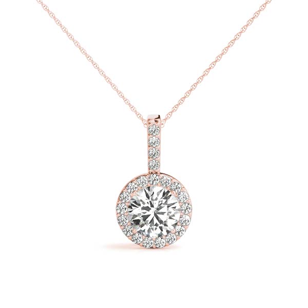 Round Diamond Halo Pendant for Women
