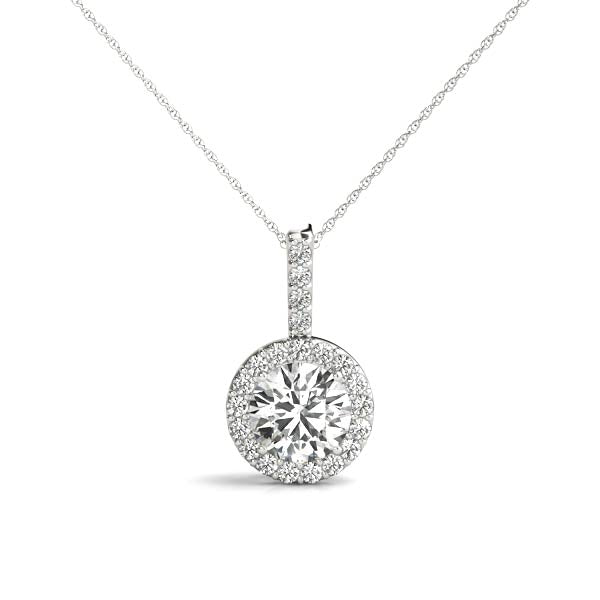 Round Diamond Halo Pendant for Women
