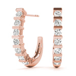 Load image into Gallery viewer, Round Diamond J Hoop Earrings