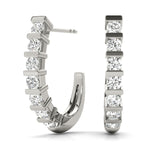 Load image into Gallery viewer, Round Diamond J Hoop Earrings