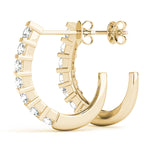 Load image into Gallery viewer, Round Diamond J Hoop Earrings