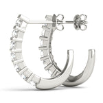 Load image into Gallery viewer, Round Diamond J Hoop Earrings