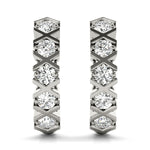 Load image into Gallery viewer, J Hoop Round Diamond Earrings