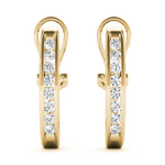 Load image into Gallery viewer, J Hoop Round Diamond Earrings For Women