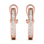 Load image into Gallery viewer, J Hoop Round Diamond Earrings For Women