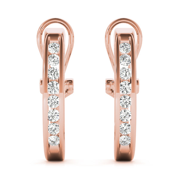 J Hoop Round Diamond Earrings For Women