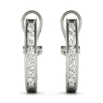 Load image into Gallery viewer, J Hoop Round Diamond Earrings For Women
