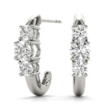 Load image into Gallery viewer, 3 Stone Lab Grown Diamond Earrings For Women